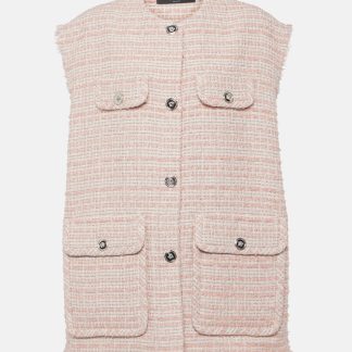 Versace Oversized tweed vest in roze