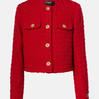 Versace Cropped tweed jasje in rood